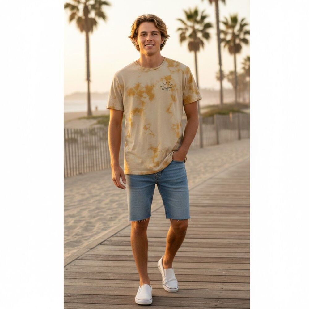 KATIN Yellow Tie Dye Surf Skate T Shirt Tee Top Mens Size Small